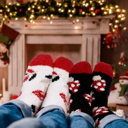 Image of Skicuff 6 Pairs Women Fuzzy Socks Bulk Slipper Warm Sleeping Crew Socks for Women Men Microfiber Soft Holiday Teacher Gifts