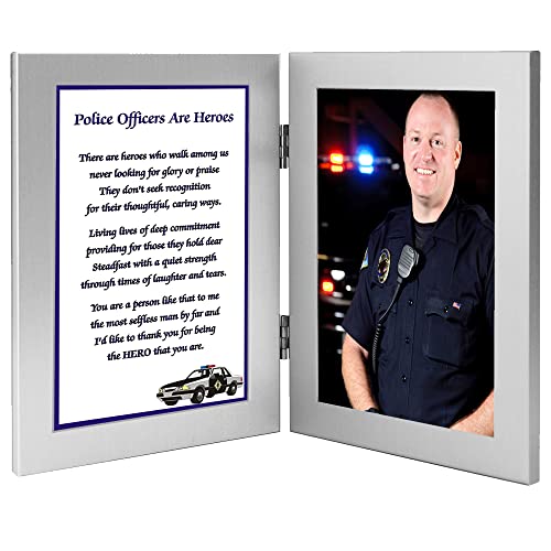 Police Officer Gift Frame, Hero Policeman Poem In Double Silver Frame, Add 4X6 Inch Photo #TOP12