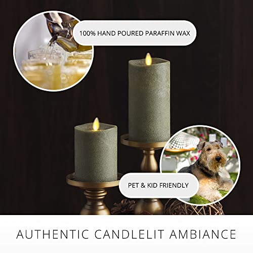 Image of Luminara - Flameless LED Battery Operated Flickering Pillar Candles - Stone Grey - Pack of 1-3x4.5 - Realistic Moving Flame Real Wax Indoor /Outdoor