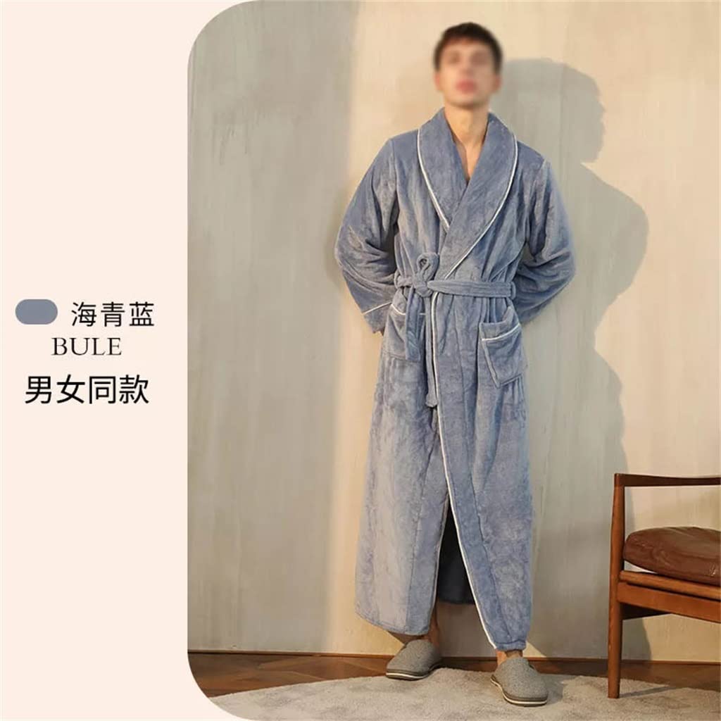 Hombres Invierno Súper Largo Grueso Cálido Franela Albornoz Tobillo Longitud Coral Fleece Albornoces Mujeres Suave Hombres Invierno Súper Largo Grueso(XL Code)