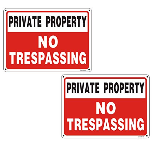 Goodvia Lot de 2 panneaux en aluminium avec inscription « Private Property No Trespassing », octogonale, 17,8 x 25,4 cm Cover