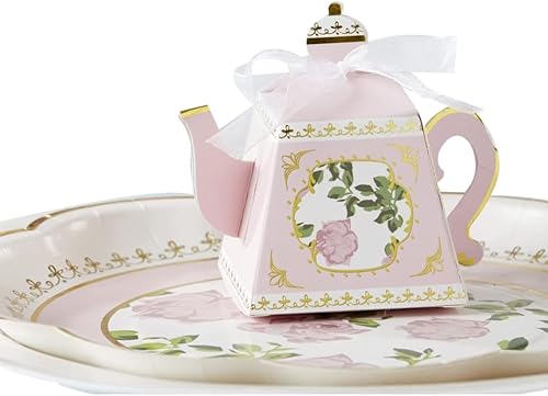 Kate Aspen, Tea Time Whimsy Collection - Caja de regalo para fiesta de té (juego de 24), tamaño único, color rosa y dorado (28592PK)