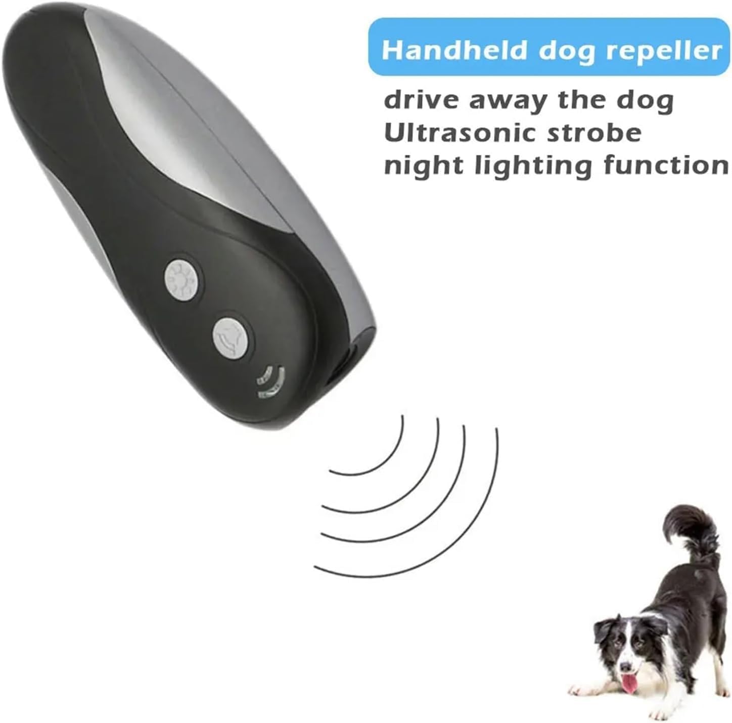 Dispositif Anti-aboiements for Chiens, Dispositif à ultrasons, Lampe de Poche LED, for Dressage, alimenté par Batterie, portée Efficace 10 mètres