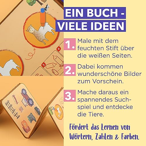 mierEdu Magic Water Colouring Book for Toddlers Animals on the Farm, Promotes Creativity & Drawing, Educational Toy from 3 Years - Image 4