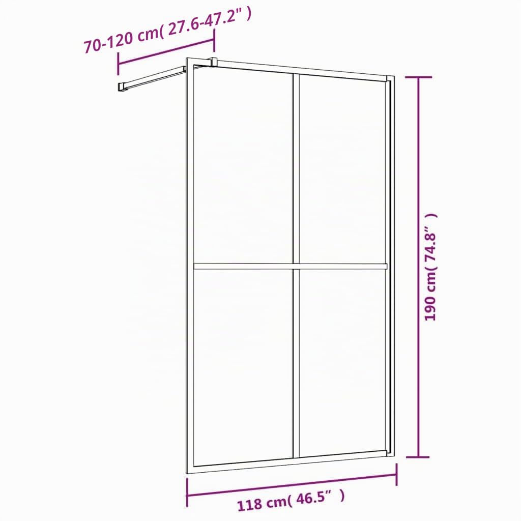 ARKEM Parete per Doccia Walk-in Vetro Trasparente ESG 118x195 cm Oro,Parete Vasca da Bagno Doccia,Parete Vasca,Vetro Trasparente per Vasca da Bagno Adatto Vasca Parete Doccia