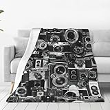 WURTON Retro Cool Camera Collection Print Anti-Pilling Flannel Blanket Bed Couch Sofa 50'X60' Ultra-Soft Micro Lightweight