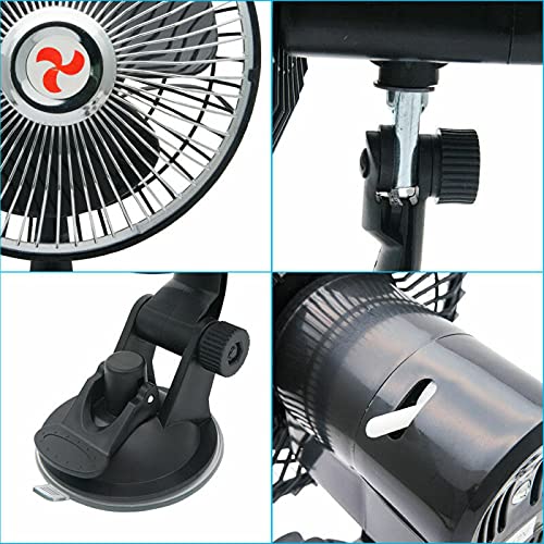 Ventola Portatile Per Auto 12V/24V – 25cm, Clip Regolabile E Testa Girevole 180° Per Camper E Camion