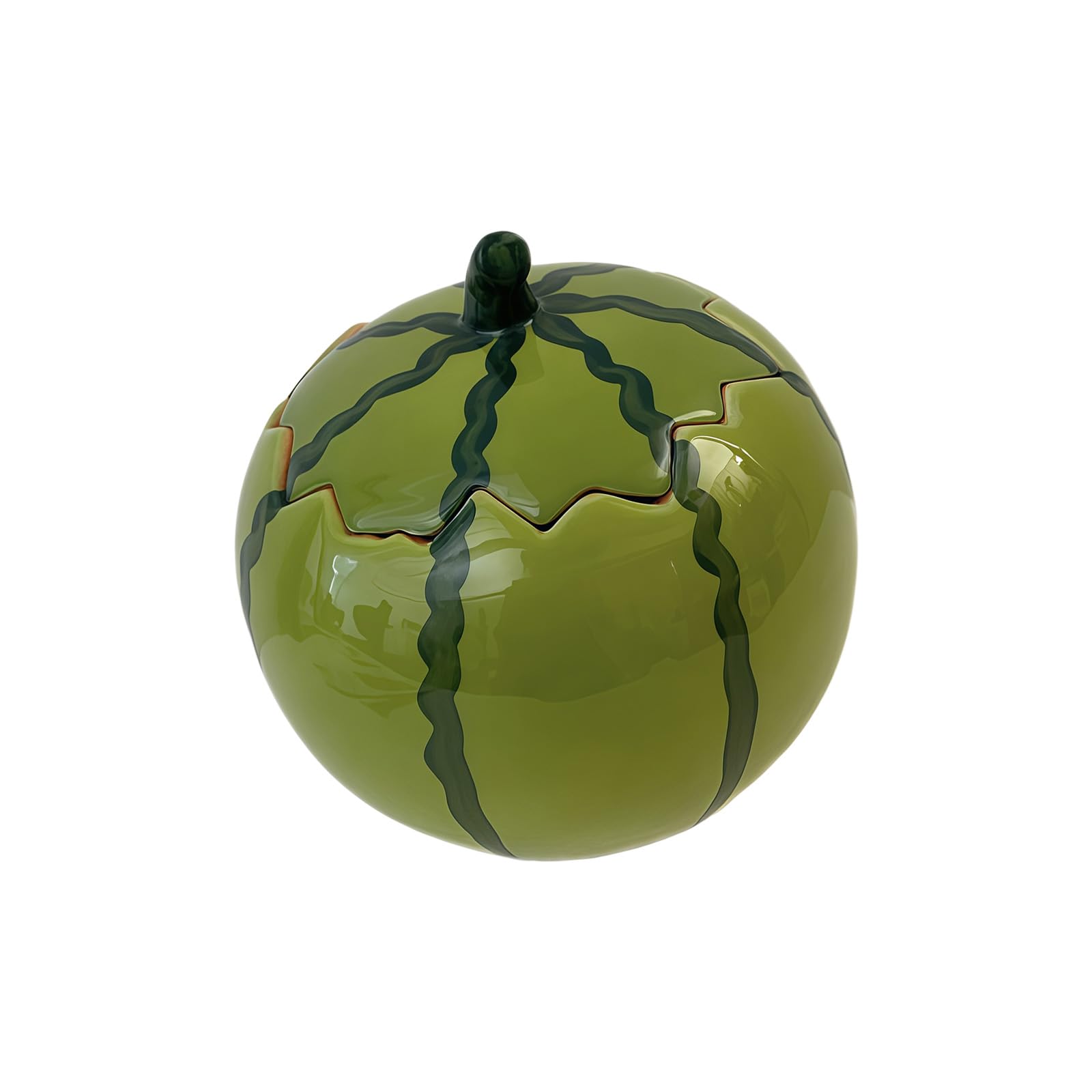 APGLSXY Kitchen Watermelon Ceramic Bowl 610Ml Lidded Fruit Shape Tableware for Cereal Snacks Dessert and Countertop Decoration Desk Decoration