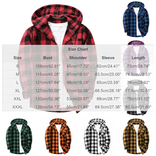 Men Flannel Hoodie Shirts Button Down Plaid Shirt Long Sleeve Casual Jacket - image 4