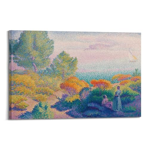 Poster Two Women by The Shore de Henri Edmond Cross impression sur toile de qualité musée