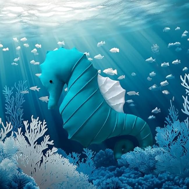 Phantoscope Outdoor Sea Horse Shaped Throw Pillow, Decorative Waterproof Pillows for Outdoor Patio Furniture, Beach Cushion Pillows, Lake Blue 23 x 9.5 Inches