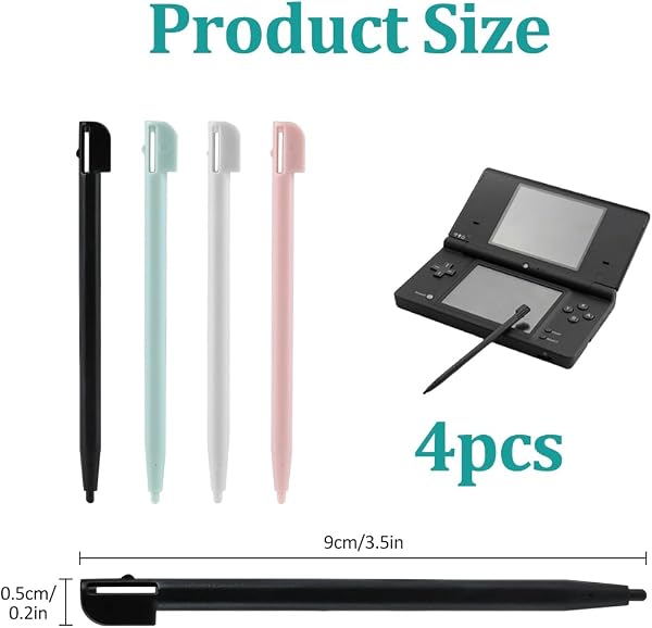 Lot de 4 stylets pour Nintendo NDS DS Lite DSL NDSL Pen Tip Console de jeu Stylet en plastique Accessoires de console de jeu Stylet pour écran tactile (4 couleurs) - 2