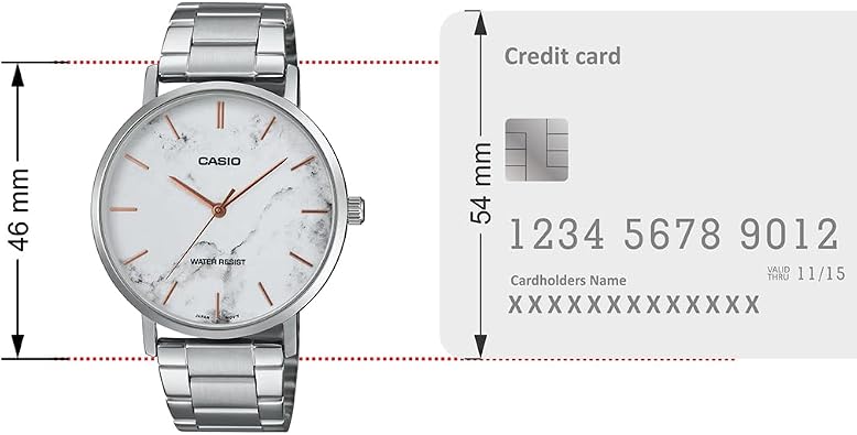 Casio MTP-VT01DM-7A Men's Stainless Steel Minimalistic White Marbled Dial 3-Hand Analog Watch