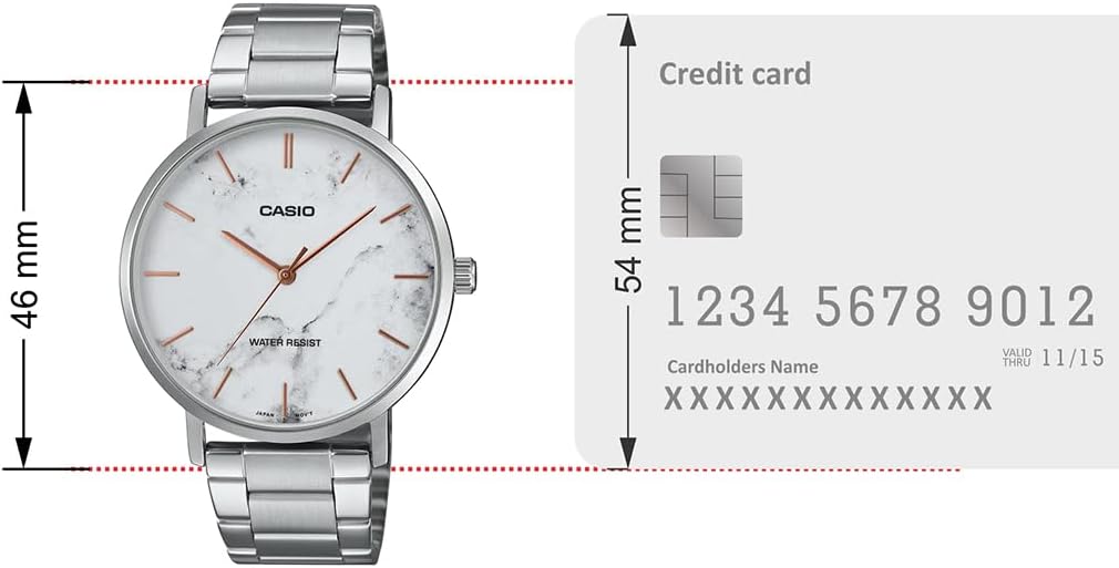 Casio MTP-VT01DM-7A Men's Stainless Steel Minimalistic White Marbled Dial 3-Hand Analog Watch