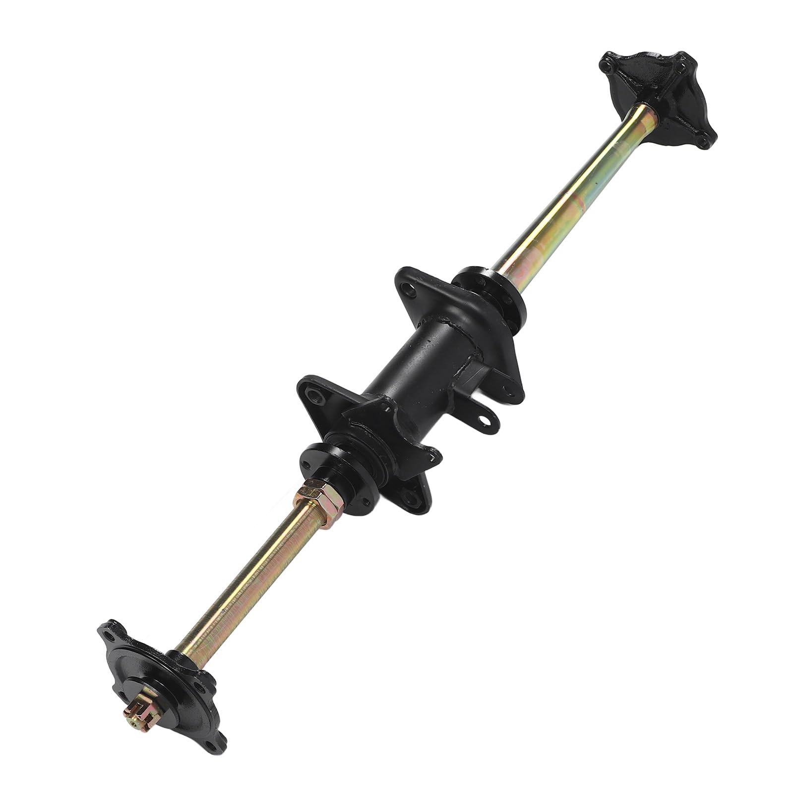 Jeffergarden Zespół Tylnej Osi Gokartowej, oś Tylna ze Stopu Stali 25 Mm, 810 Mm z piastą i Mocowaniem Hamulca, łatwa Instalacja Zamienna do Pojazdów Terenowych ATV Karting DIY