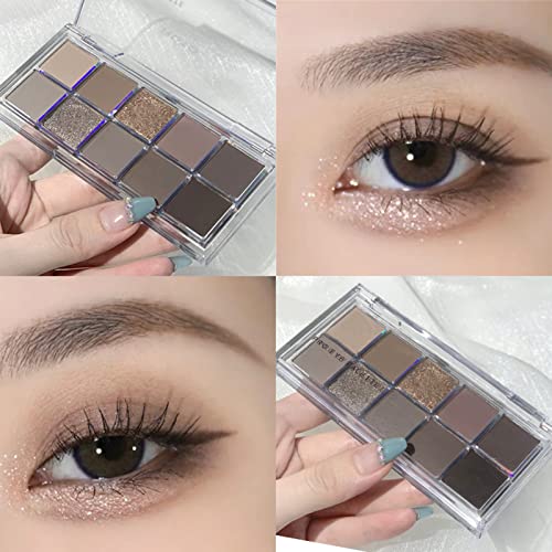 Erinde 10 Color Eyeshadow Palette Makeup - Matte Shimmer Glitter Eye Shadow, Ultra-Blendable, High Pigmented, Naturing-Looking, Neutral Nude Eyeshadow Palette With Professional Brush, Fog Gray #TOP4