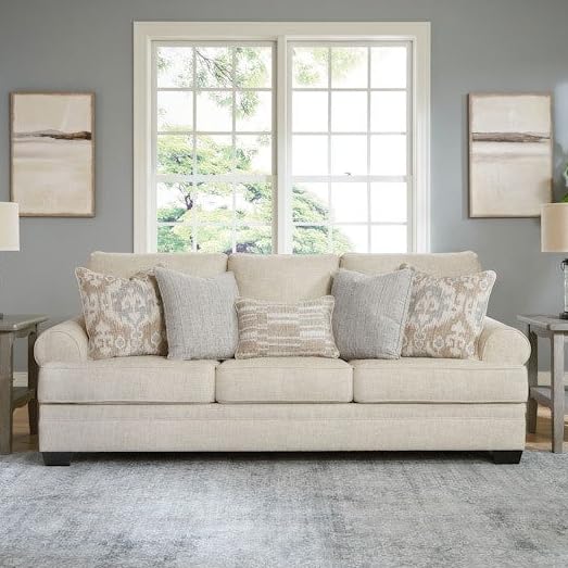 Image of Premium Fabric 3 Seater Sofa for Living Room | Modern Upholstered Seating with Multi-Density Foam Comfort | Elegant Couch for Home, Lounge & Reception Areas | Beige