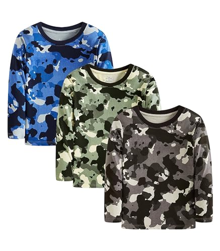 Image of Cadidi Dinos Boys Girls Long Sleeve Shirts Cotton Casual Crewneck Printed Kids T-Shirts