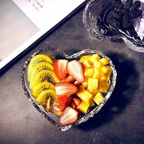 Gaolinci Heart-Shaped Embossed Glass Bowl, Fruit Salad Bowl, Dessert Bowl (Set Of 2) #TOP3