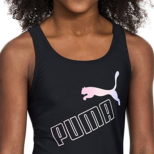 PUMA Girls Sizes 7-16 Solid Logo Racerback One Piece Swim Bathing Suit (X-Large) Black3