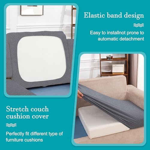Image of BIETYONE 12Pcs Stretch Patio Cushion Covers,Outdoor Couch Covers Replacement,Outdoor Couch & Sofa Slipcovers,for Patio Furniture Cushion Covers,Washable Reusable Furniture Protector (Grey,Cover Only)