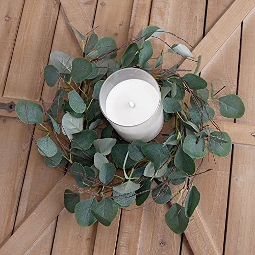 Idyllic Eucalyptus Leaves Wreath Metal Polyester Green Wreath 14 Inches For The Front Door Décor thumb #7