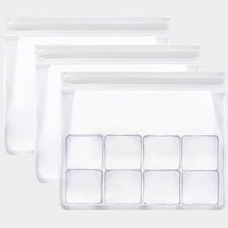 3 Pack Reusable Ice Ball Storage Bags,Ideal Ice Bags Reusable, Reusable Ice Bag Set, Leakproof Freezer Bags,Fits 6 Ice Balls & Ice Cubes, 8”x 6”x 2.5”.