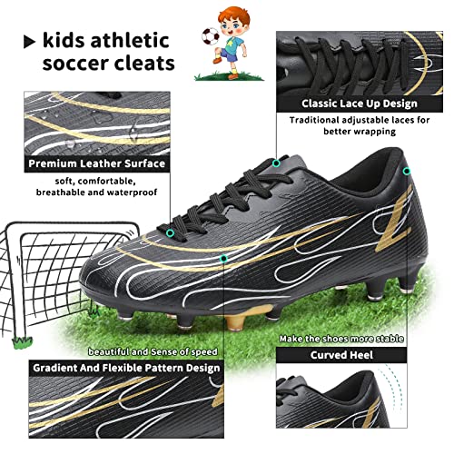 Hanani Kids Soccer Cleats Boys Girls Football Shoes Youth Athletic Outdoor & Indoor Baseball Shoe Firm Ground Cleat Comfortable Flexible Sneaker #TOP2