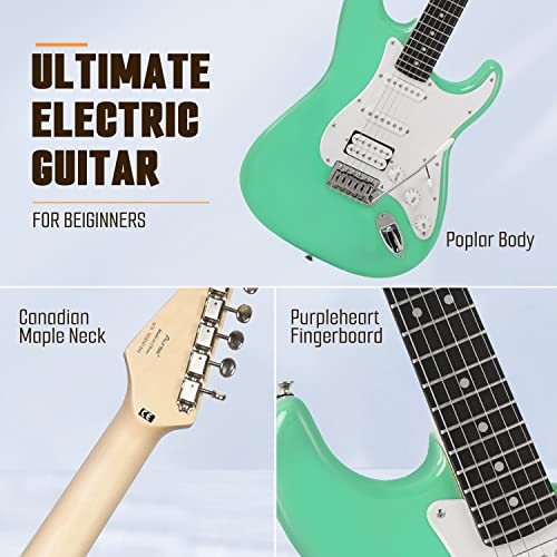 Auriga 39 Inch Electric Guitar (Mint Green-White), 6 string Beginner Guitar Kit with Gig Bag, Tremolo Bar, Strap, Cable, Picks, Hex Wrench - Image 4