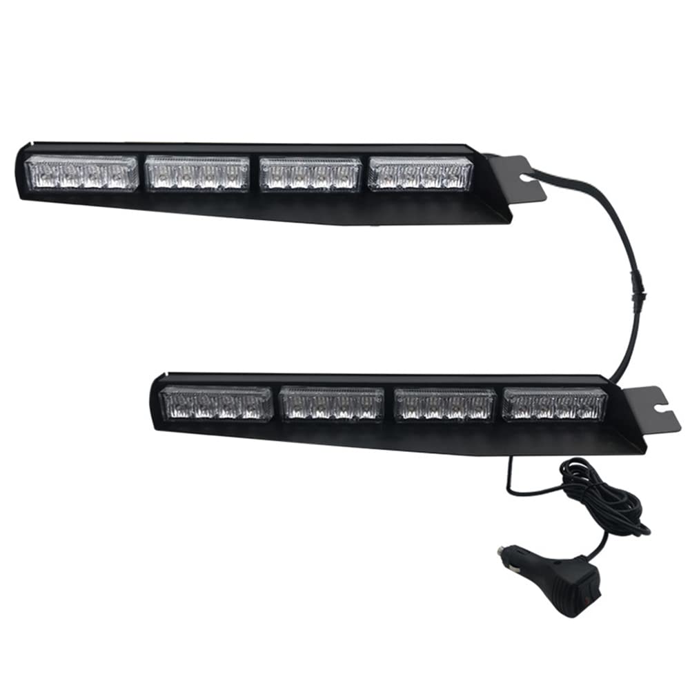 Riloer Barra de luz estroboscópica LED visera parasol interior luces intermitentes de advertencia de peligro de emergencia compatible con luz roja y azul universal