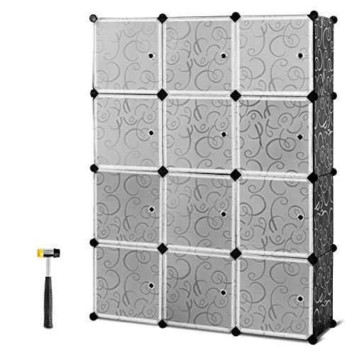 GOPLUS - Mueble de almacenamiento de 12 cubos de 35 x 35 cm, estante de cubo modular de plástico,...