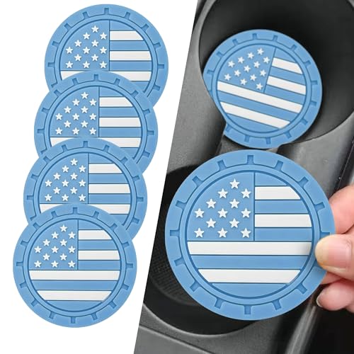 4PCS Posavasos de portavasos para carro con bandera americana miniatura 1