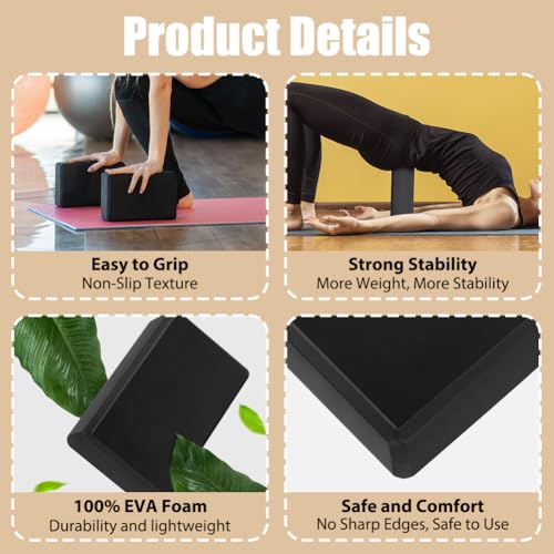 Flintronic Yoga Blocks Set of 2, Sports Yoga Blocks, Gym Bricks, Non-Slip Lightweight Yoga Block, High-Density EVA Foam Yoga Blocks for Yoga Pilates Training and Home Exercise - Image 5