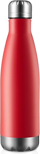 MEWAY Botella de agua deportiva de 17 onzas de acero inoxidable con aislamiento al vacío, botella de agua deportiva a prueba de fugas, botella de