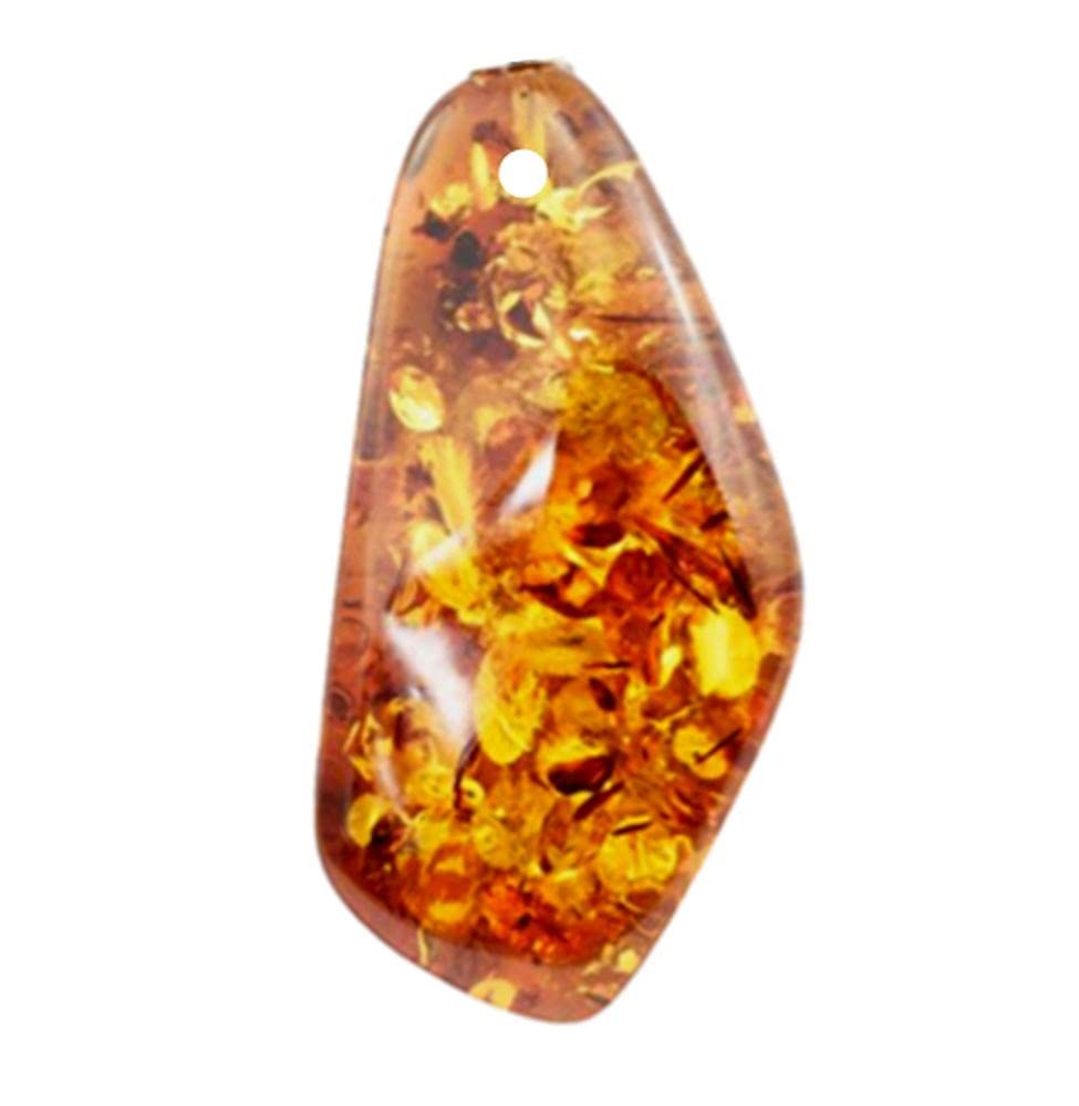 BALTISCHER Natur Bernstein Schmuck ANHÄNGER ca. 4cm [Ostsee] mit Täschchen & LEDERBAND [Golden leuchtend!!!] 60072-72