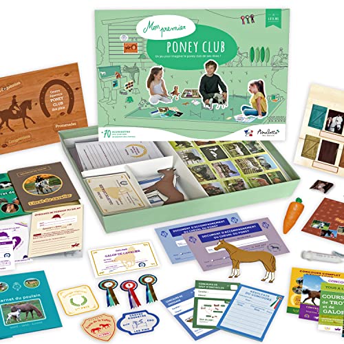 Amulette- Coffret Mon Premier Poney Club Jeu Éducatif 6 à 10 Ans, Jouet Cadeau Enfant Fille Garçon Métier Animaux, Fabriqué en France-Pony