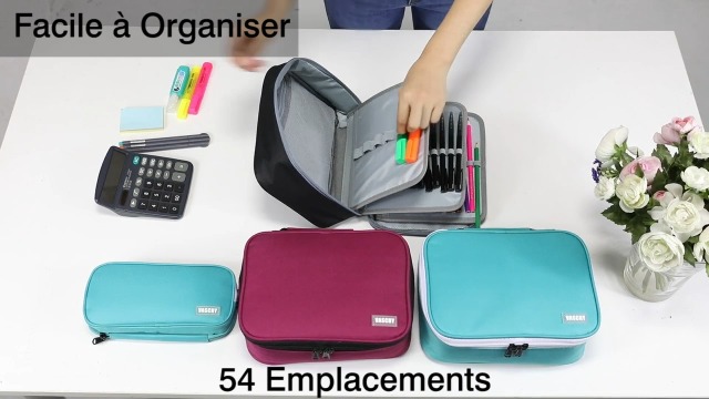 Trousse Scolaire VASCHY 72 Compartiments - Organisation Stylos, Crayons - Portable, Noir
