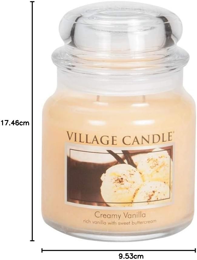 Village Candle Creamy Vanilla 16 oz Glass Jar Scented Candle, Medium