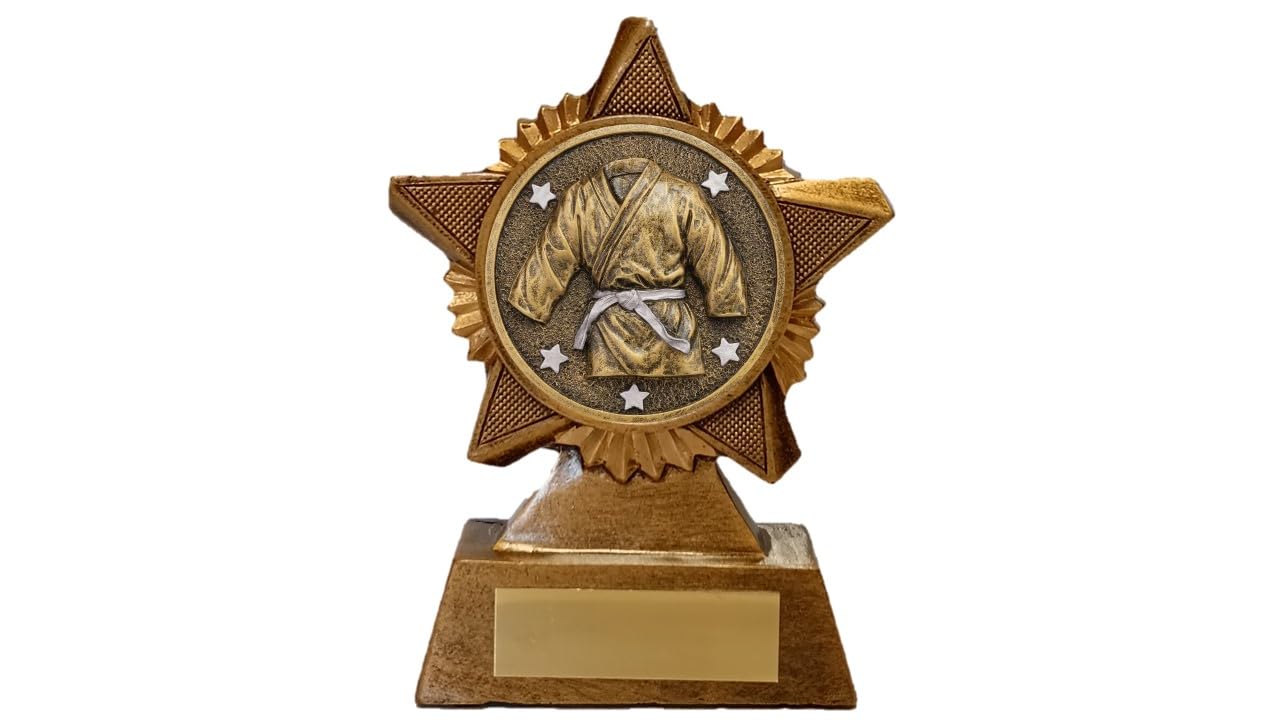 Troshow Antique Gold Martial Arts Trophy Award Premier Star 120Mm Heavy Resin Judo Karate Free Engraving -Troshow1-Ik-Trd