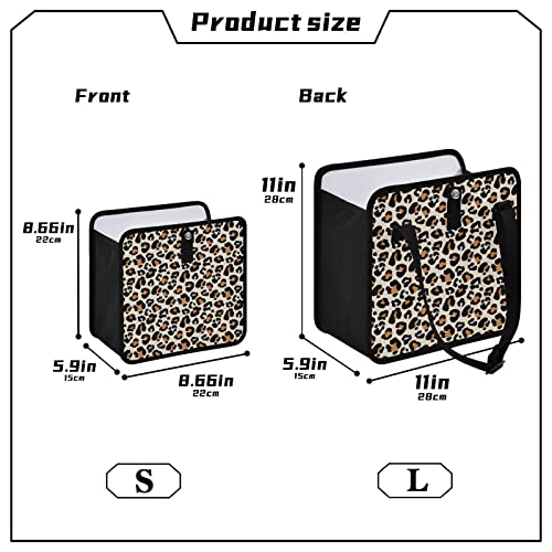 Image of Leopard Car Trash Can, Foldable Hanging Car Trash Bag, Animal Cheetah Print Small Waterproof Car Accessories Garbage Bin