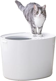 猫のゴミ箱:完全ガイドとクリーニングテクニック 6 Iris Ohyama From the Top Cat Toilet, Prevents Litter Scattering, Regular, Ivory