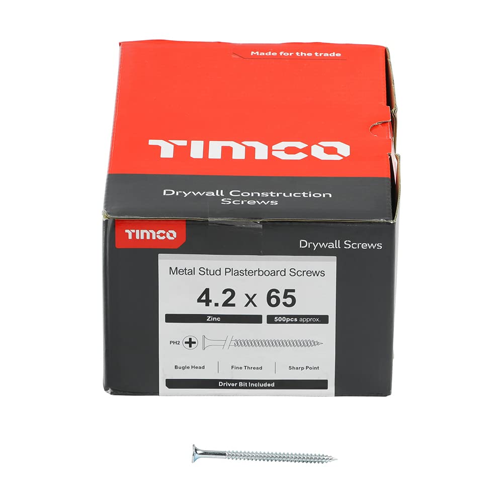 Timco Silver Bzp Ph2 Philips Drywall Screws - 4.2 X 65 - Zinc - Box Of 500