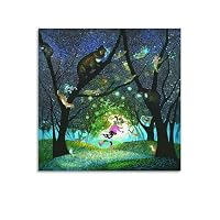 Amazon.co.jp: 藤城清治 ポスター「夕日のブランコ」影絵 印刷 壁