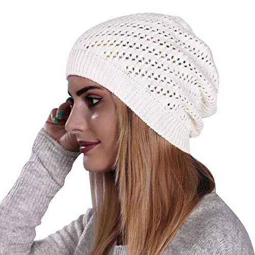 Gorro de invierno fino, plisado, hueco para hombres y mujeres, lana de punto, algodón cálido para exteriores, informal, suave, ligero, para correr, adultos, gorro enano, unisex para niños, Blanco