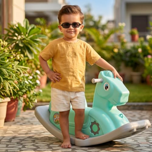 Image of Toyzone 2 in 1 Royal Horse Ride On - Green| Baby Rocker with Comfortable Seat & Back Support | Durable Child-Safe Design | Smooth Rocking Base | Indoor Play Toy | 1-4 Years