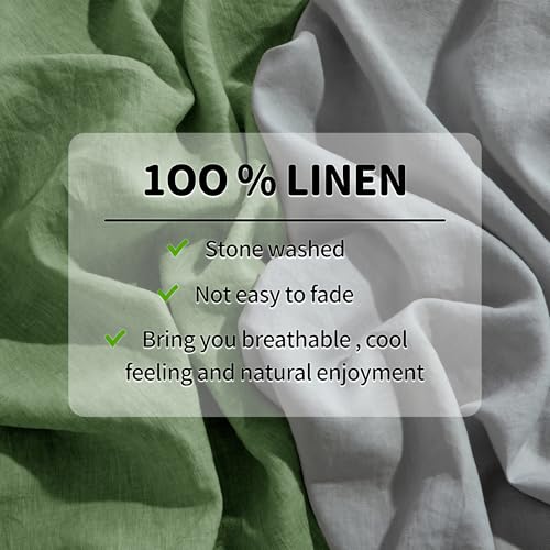 Image of LBRO2M 100% French Pure Linen Sheet Set 6Pcs, 16 inch Deep Pocket King Size