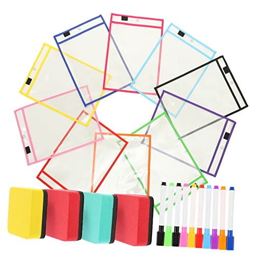 jojofuny 1Juego Borrado Seco Reutilizables Fundas Transparentes Para Archivos Accesorios Prácticos Para Escolar y Doméstico Resistentes y Fáciles De Limpiar