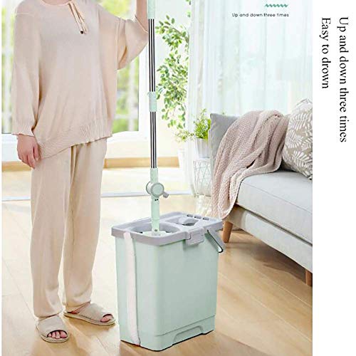 Mopp und Eimerset. Mikrofaser-Flachmopp mit Edelstahlgriff, innovativer Doppelkammer-Eimer für nasse trockene Verwendung Flacher Mop-Eimer Waschen und