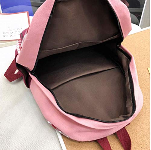 Mochila de lona con diseño de cuadros resistente y estilo juvenil 3