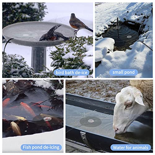 FEECOS Bird Bath De Icer,Thermostatic Controlled Heated 60w Bird Baths for Outdoors for Winter Bird Fish Chicken Duck Farm Water Heater